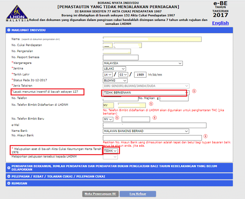 Cara cara isi borang income tax 2014 e filing file your 