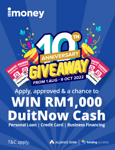 iMoney 10th anniversary giveaway. Win RM 1000 DuitNow Cash