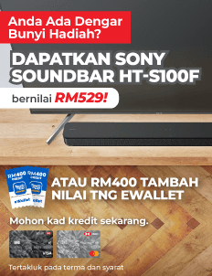 Dapatkan Dapatkan Sony Soundbar HT-S100F RM529 atau RM400 Tambah Nilai TNG. Mohon kad kredit sekarang.