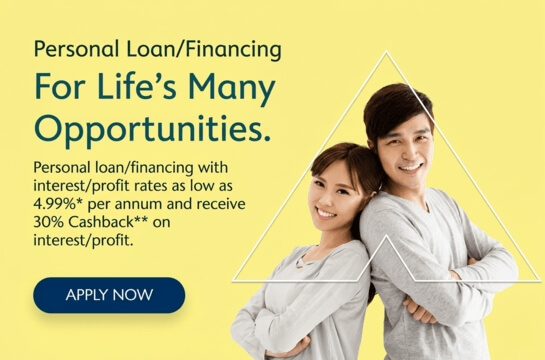 Personal Loan/Financing. For Life’s Many Opportunities. Personal loan/financing with interest/profit rates as low as 4.99%* per annum and receive 30% Cashback* on interest/profit. APPLY NOW. Alliance Bank